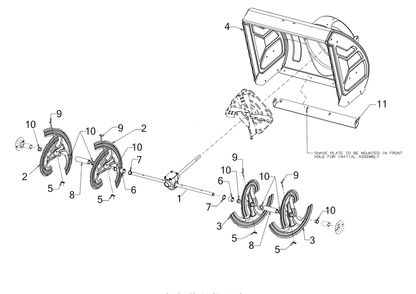 Auger Housing Diagram and Parts List for 2X30-INCHMAX (31AH8JVSB10)(2023) Cub Cadet Snow Blower